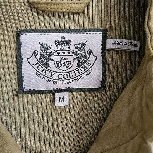 Juicy Couture Leather Knit Jacket Womens Medium Tan Camel Y2K Vintage Western - Picture 10 of 15